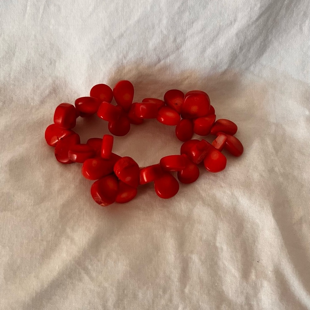 Red Beaded stretchy Bracelet